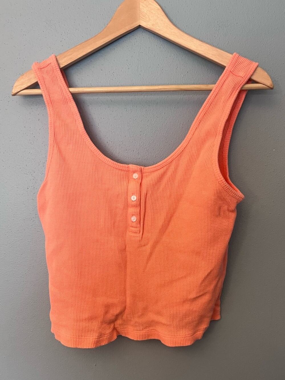 Old Navy Cropped Thermal Henley Tank Top
